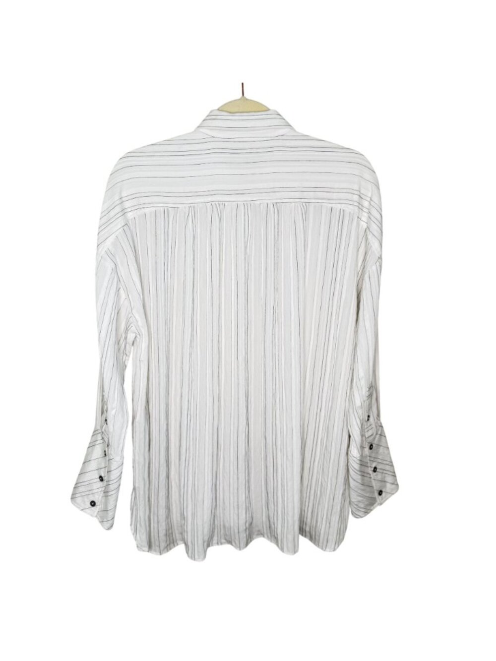 Hana San White Striped Button-Up Shirt, 38 - Picture 2 of 9